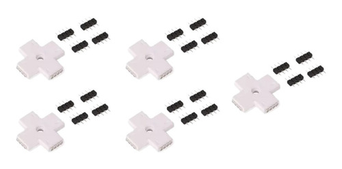 Imagem 3 de 4 de Conector Cruz 4 Pinos Para Fita Led 10mm Rgb - 5 Unidades