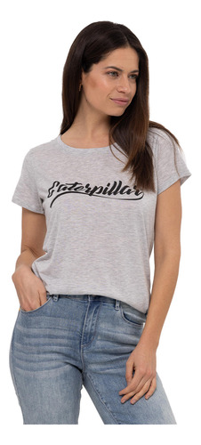 Polera M/c W Script Tee Gris Mujer