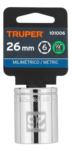 Dado De 26 Mm, 6 Puntas, Cuadro 1/2 , Truper