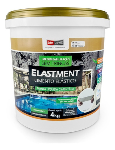 Manta líquida Drylevis, elástica y cementosa, color gris, 4 kg