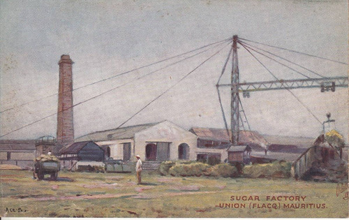 Antigua Postal Mauricio Oceano Indico Fabrica De Azucar 