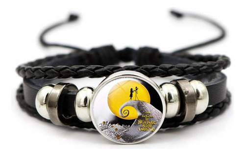 Jack And Sally Before Christmas Pulsera De Cuero Tejida A Ma