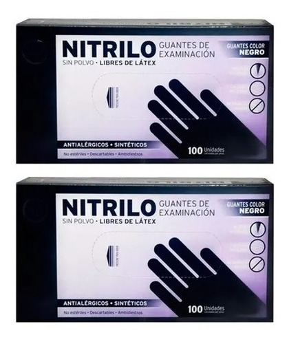 Guantes De Nitrilo Descartables 2 Cajas X 100 Unidades C/u