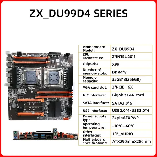 Placa Mãe X99 Dual Cpu Zx-du99d4 V1.41 Lga 2011 Ddr4 Nvme