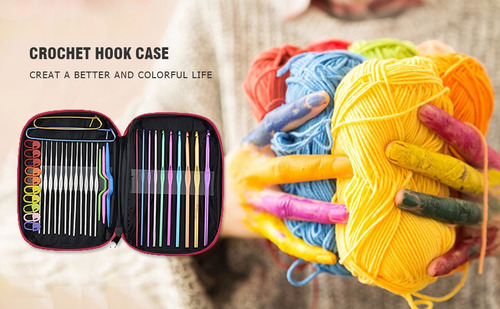 Kit Organizador Ganchos Aguja Crochet Aluminio Multicolor