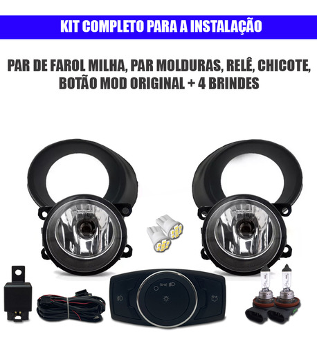 Kit Farol Milha Ford Ka 2014 2015 16 Bt Mod Orig+ Xênon 6k