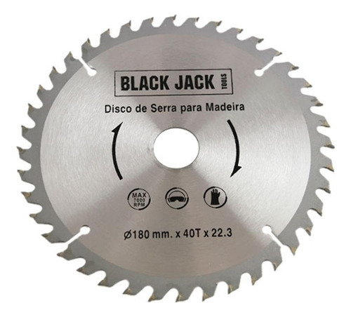 Disco Para Corte Em Madeira 180 Mm X 40 Dentes - Black Jack