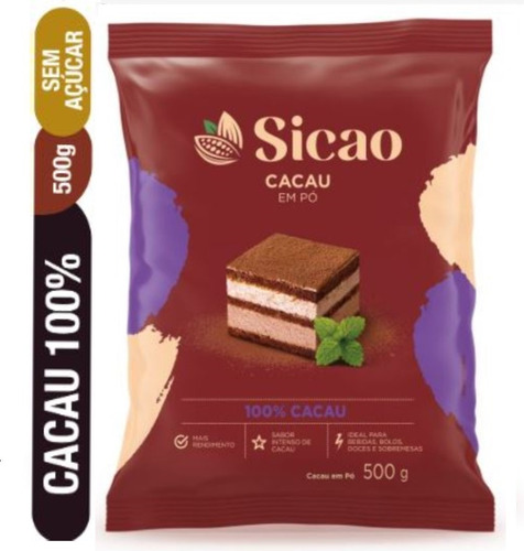 Chocolate Em Pó 100% Cacau 500g - Sicao