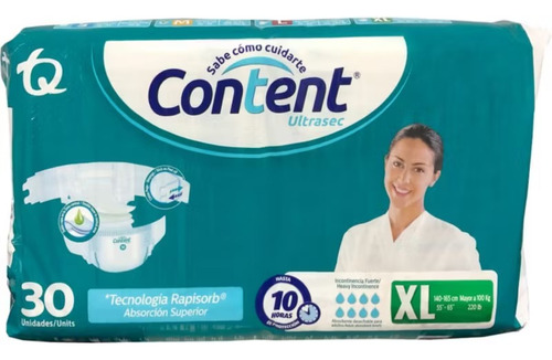 Pañales Content Xl X 30 Unid - Unidad a $91