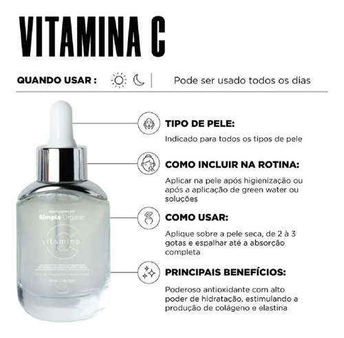 Vitamina C Simples Organic - 30ml Validade:07/2025