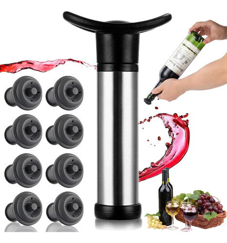 Bomba De Tapón De Vino Vacía Con 8 Tapones Reutilizables