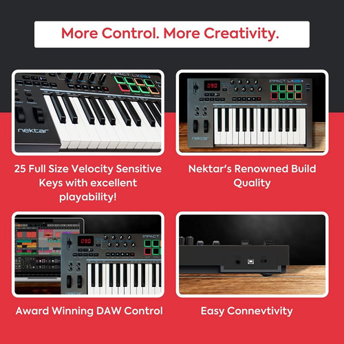 Controlador De Teclado Midi Usb Nektar Impact Lx25 25 Teclas