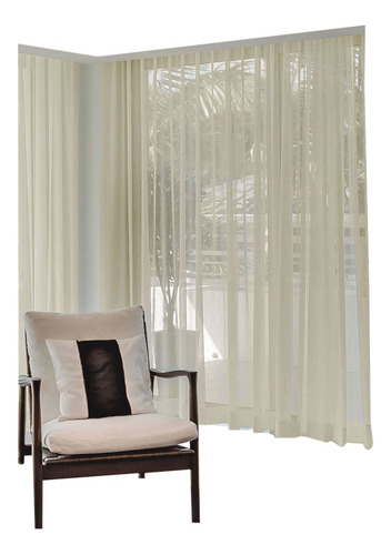 Imagen 9 de 9 de Cortinas Living Tela Voile Doble Ancho Riel Jean Cartier