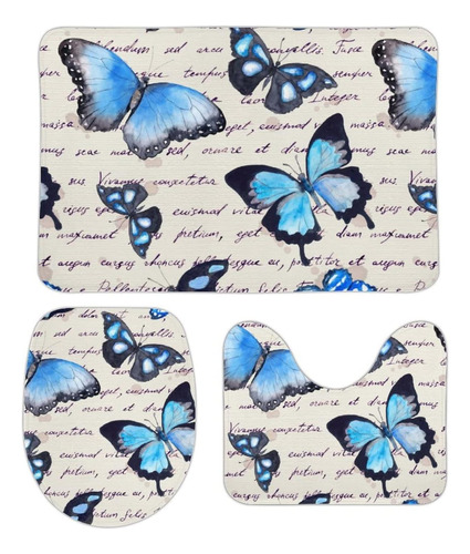 Juego De Tapetes De Baño De Mariposas De Acuarela, Alfombras