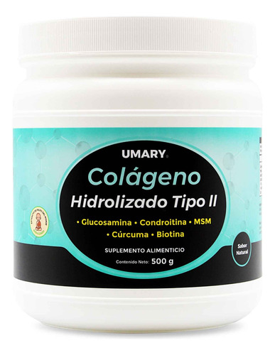 Colágeno Hidrolizado Tipo II Umary sabor natural de 500 G