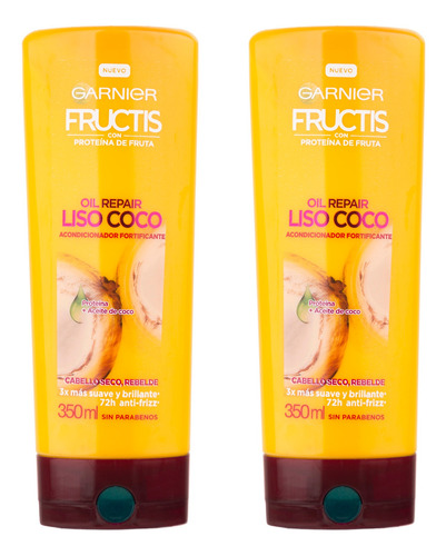 Acondicionador Fructis Oil Repair Liso Coco 350ml Garnier 2u