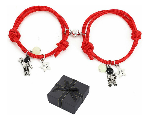 2 Pieza Pulseras Para Pareja Roja Iman Astronauta Amistad