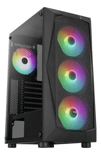 Chasis Caja Gamer Aerocool Falcon Rgb Vidrio 4 Fans Argb Color Negro