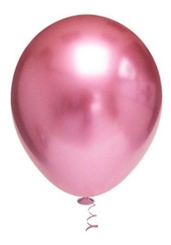 25 Balão Bexiga 5 Pol Rosa Pink Cromado Metalizado Aluminio