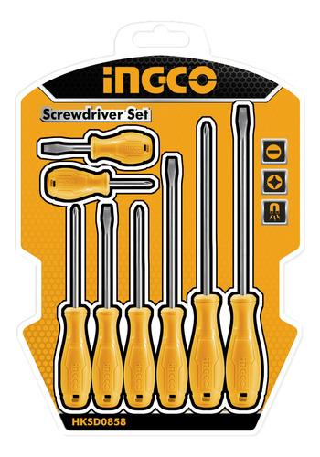 Juego 8pcs (eco) Amarillo Destornilladores Ingco Hksd0858 Ma