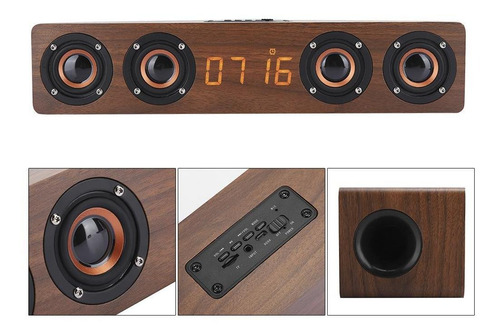 Altavoz Bluetooth De Tira De Madera Con Pantalla De Reloj Le