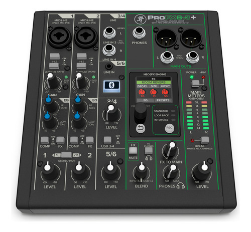 Mezcladora Análoga 6 Canales Bluetooth Mackie Profx6v3