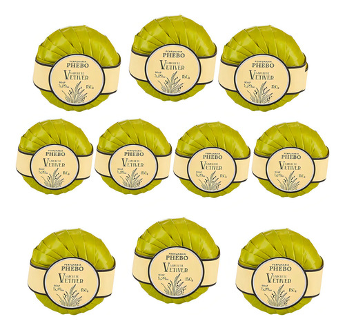 10 Sabonetes Em Barra Phebo Água De Vetiver 150g