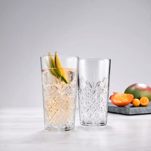 Set X6 Vaso Alto Vidrio Pasabahce Timeless Labrado 360 Cc Color Transparente