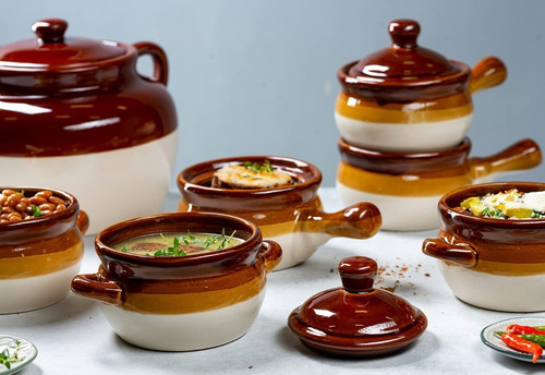 Juego De 4 Cuencos De Sopa Francesa Cerámica Con Asa 443 Ml