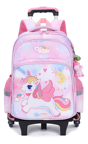 Mochila De Carrito Unicornio Bolsa Primaria Las Ruedas Mochilas Con Ruedas
