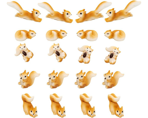 Juego De 20 Figuras En Miniatura De Ardilla, Mini Figuras De