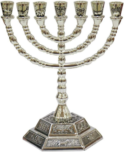 Menorah Shofars Desde Lejos, Plata, 5 Pulgadas