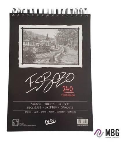 Block Dibujo Esbozo A4 240 Grs 40 Hojas Textura -premium-