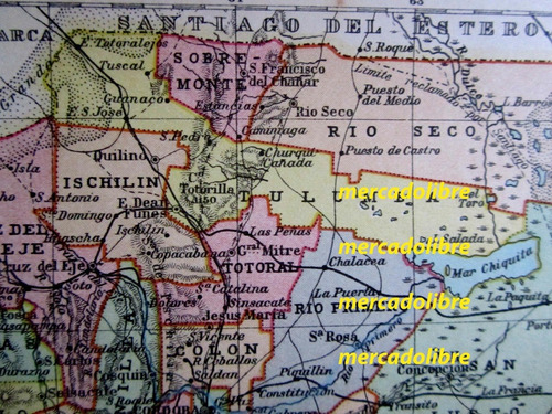 Mapa Cordoba 1920 Telegrafo Ferrocarril Pueblo Plano (Usado)