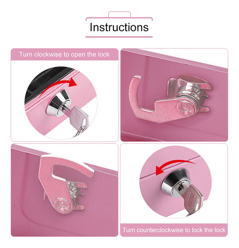 Monedero pequeño portátil de acero con cerradura 1 unidad color rosa