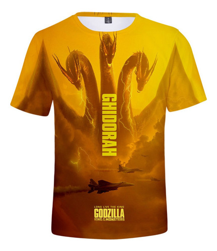 Bhn Godzilla King Of The Monsters Manga Corta Casual Moda