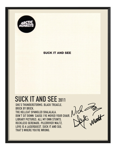 Poster Arctic Monkeys Album Tracklist Suck It And See 45x30