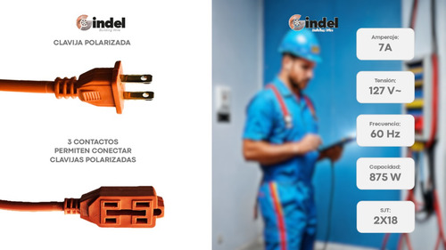 Gindel Extensión Eléctrica Rudo Multicontacto Extension 10m Naranja