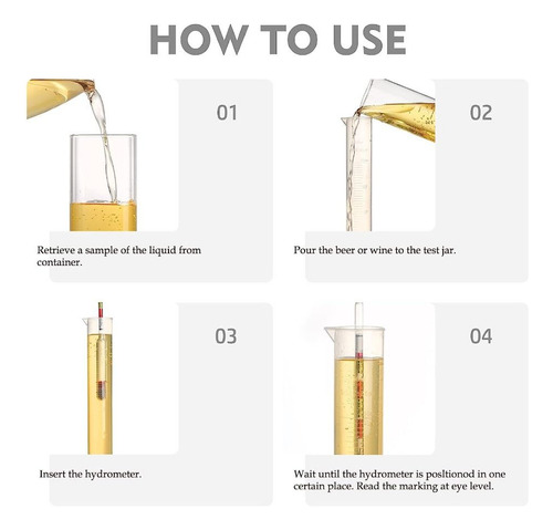 Kit De Tarro De Prueba Para Medir Alcohol Para Cerveza, 3 Un