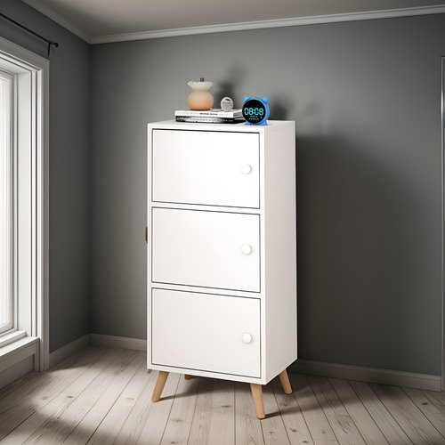 Armario Madera 3 Cajones Moderno Puertas Minimal Blanco Blanco