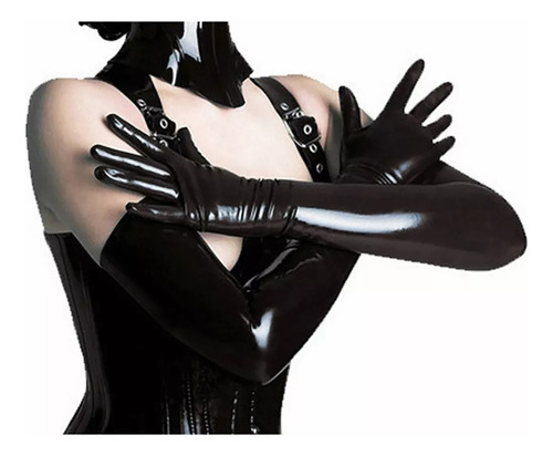 Guantes De Cuero Largos Negro Sexy Para Dama Mujer Disfraces