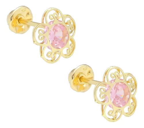 Broquel Dormilona 7mm Bola Arete Oro Rosa 14k