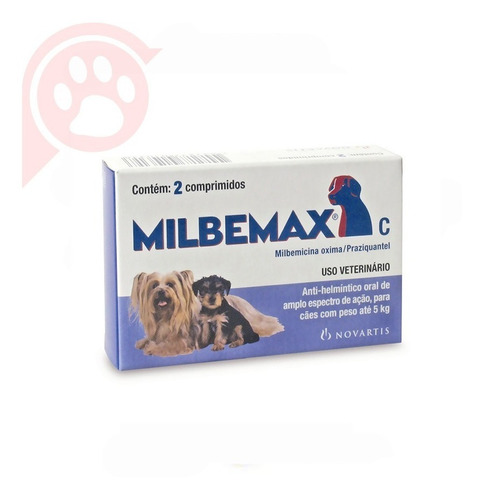 Vermífugo Milbemax Com 2 Comprimidos Para Cães Até 5kg