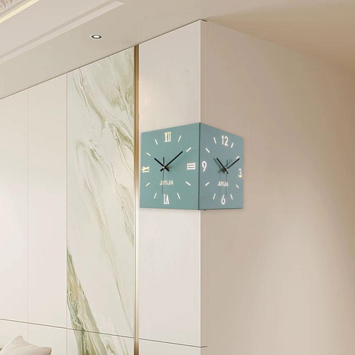 Reloj De Pared De De Doble Cara Con Adorno Silencioso Azul