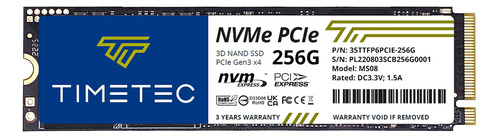 Timetec 256gb Ssd Nvme Pcie Gen3x4 8gb/s M.2 2280 3d Nand Ca