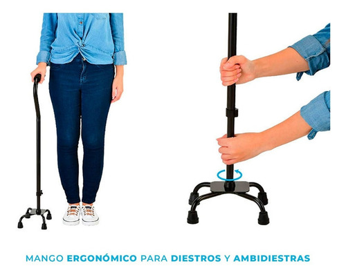 Bastón De 4 Apoyos Altura Ajustable | Aluminio | Sc-8423