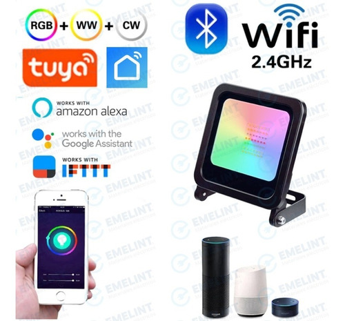 Imagen 2 de 9 de Reflector Led 20w Wifi Luz Fria Calida Rgb Smartlife Ip65