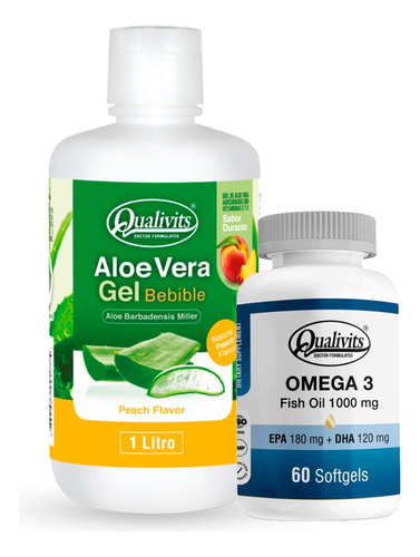 Omega 3 Fish Oil X60 + Aloe Vera Bebible Sabores Qualivits Sabor Durazno