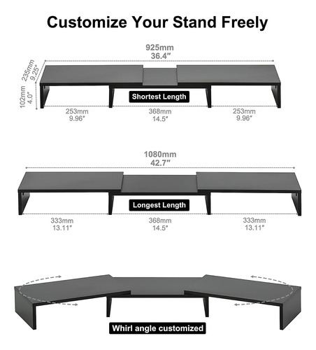 Soporte Monitor Doble 3 Estantes Soporte Vertical Monit...
