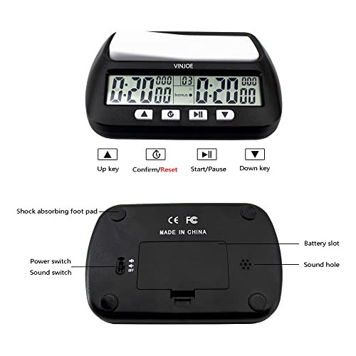 Vinjoe Reloj De Ajedrez Digital Chess Timer Xm2fn